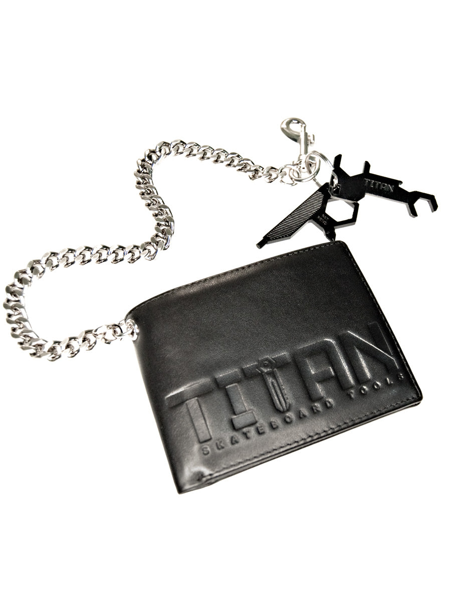 TITAN Leather Chain Wallet with Skateboard Tool TITAN Skateboard Tools